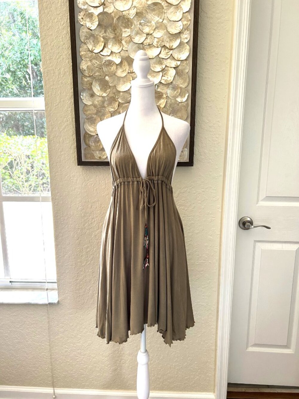 Mora Surf Halter Shell Tassle Mini Dress